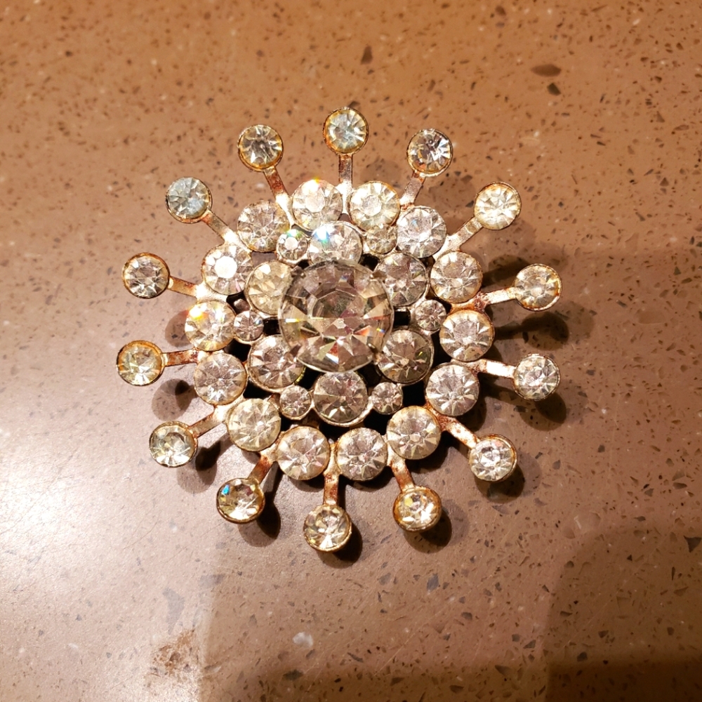 Silver with clear rhinestones Coro brooch